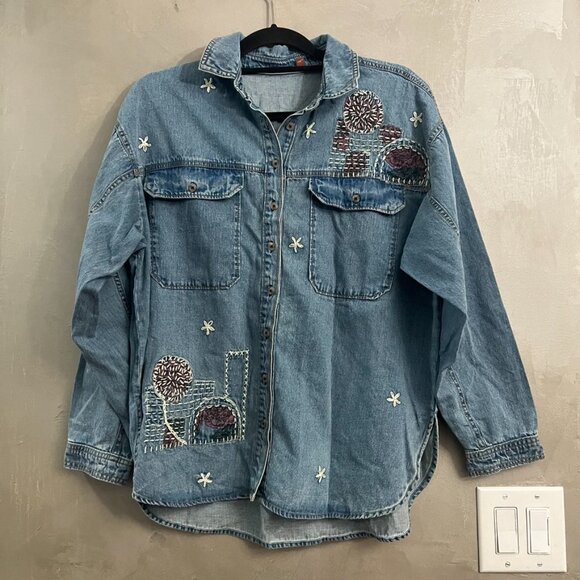 Anthropologie Pilcro Distressed Chambray Shirt - Picture 3 of 6